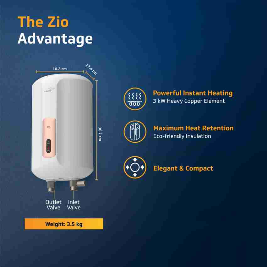 V-Guard 3 L Instant Water Geyser (Zio Pro, White, Gold) Price in India -  Buy V-Guard 3 L Instant Water Geyser (Zio Pro, White, Gold) online at  Flipkart.com