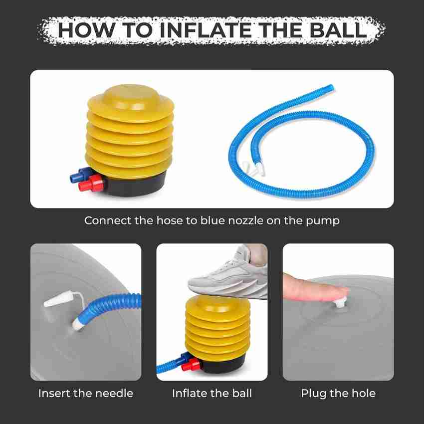 Exercise ball inflation needle outlet