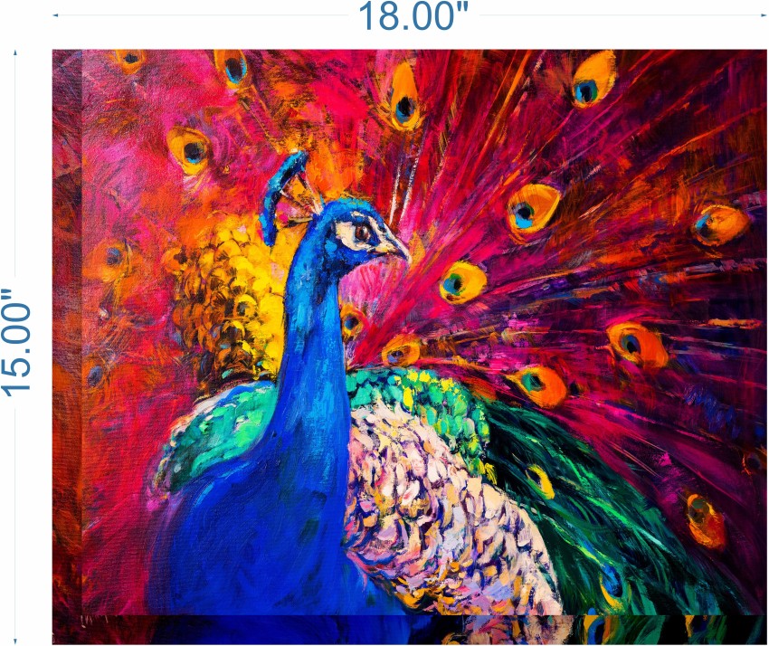CanvasStocks Canvasstocks Oil Peacock painting Canvas Painting - Colorful  Abstract Art - Canvas Paintings, Canvas Art Painting, Home, Hall,Office,  Living Room and House by canvasstocks 12x15 Inch, Multicolor) Canvas  15 inch x