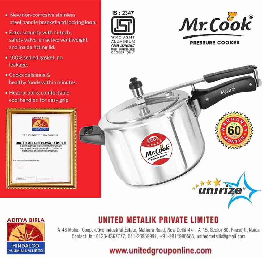 Mr.Cook by United 3 L Pressure Cooker Price in India Buy Mr.Cook