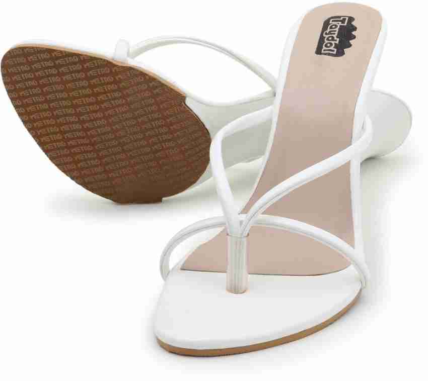 White thong sandals online with heels