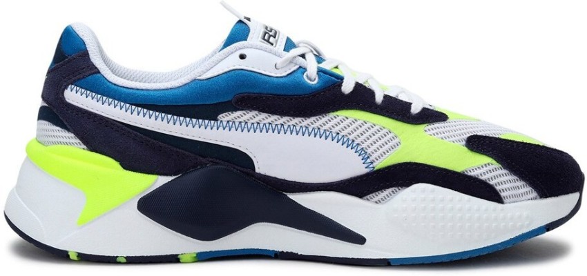 PUMA Puma Unisex White Fluorescent Green Colourblocked RS X Twill