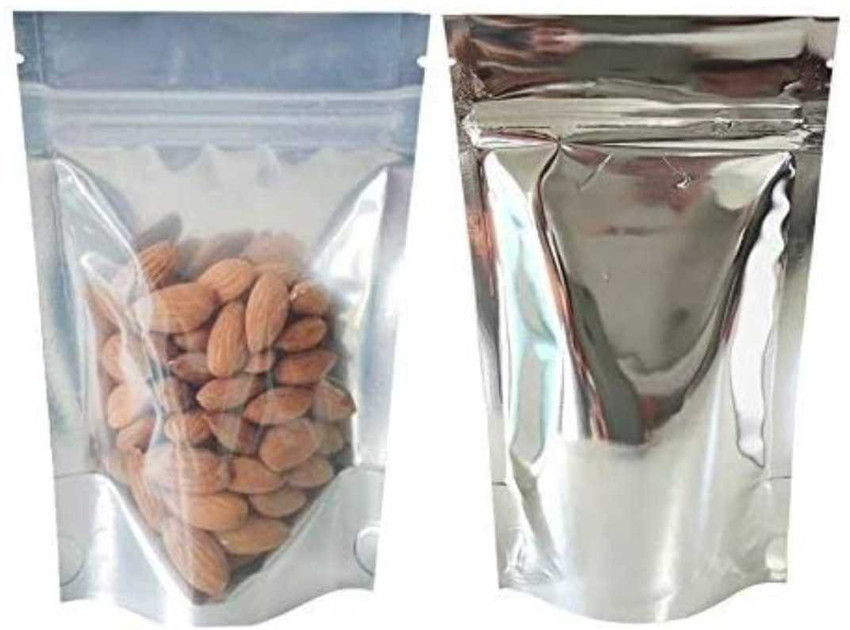 Silver pouch sales one side clear