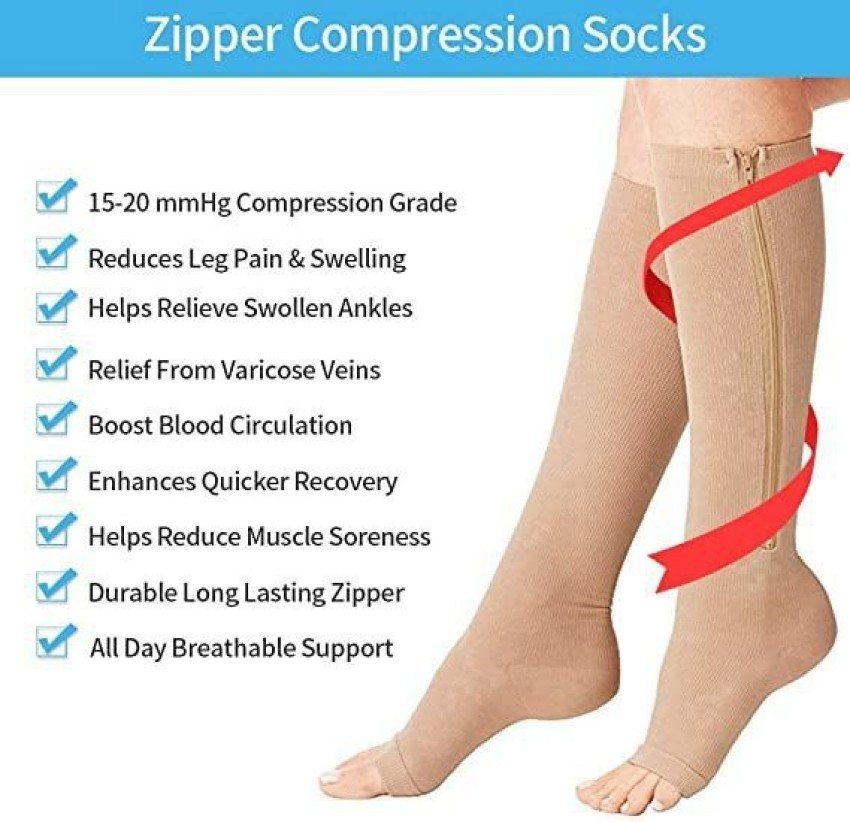 ZURU BUNCH Zipper Medical Compression Socks with Open Toe - Best