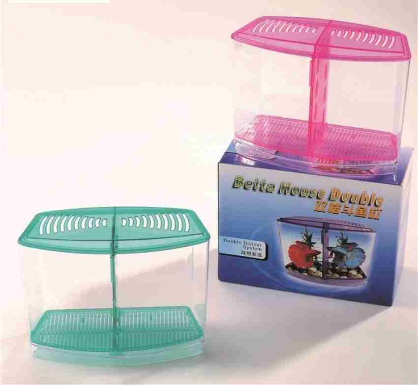 Petzlifeworld Double House Betta Tank Small Fish Tank for Fighter Fish  Rectangle Aquarium Tank