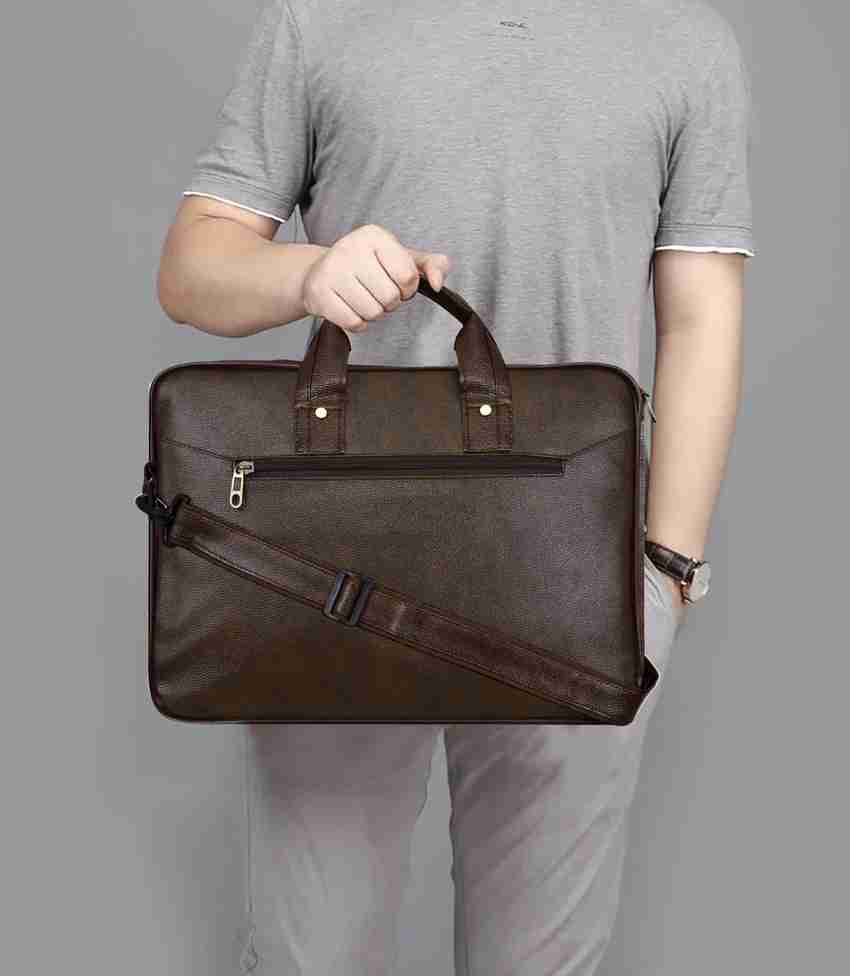 Flipkart GIRGIT SI Unisex Professional Bag for Men Branded Leather Bag for Men Leather Messenger Bag for Professionals Waterproof Leather Laptop Bag 15.6 inch Leather Office Bag