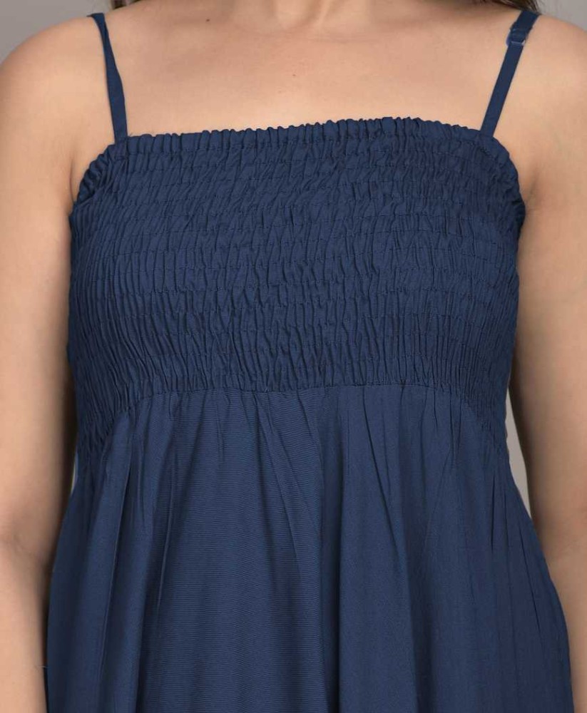 Buy the NWT Womens Blue Ultimate Sleeveless Built In Bra Maxi Dress Size  Large