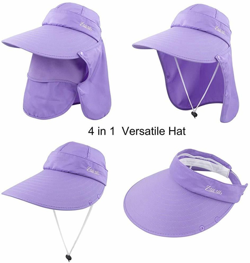Solaris Sun Hat for Women Neck Flap Wide Brim UV Protection UPF 50+  Foldable Fishing Cap with 2 Replaceable Ribbon For Outdoor