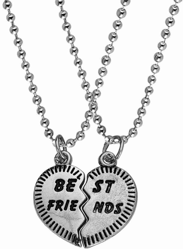 M Men Style Best Friend Necklaces for 2 Matching Friendship Necklaces Long Distance Friendship Set of 2 My Best Friend Necklace For Men And Women Rhodium Zinc Metal