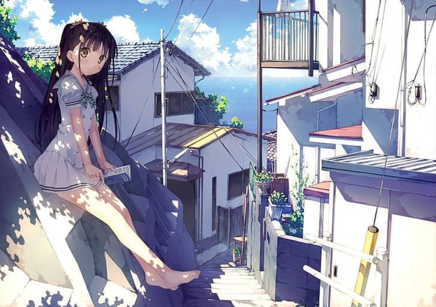 Anime Girl Ocean And Sky Live Wallpaper  MoeWalls