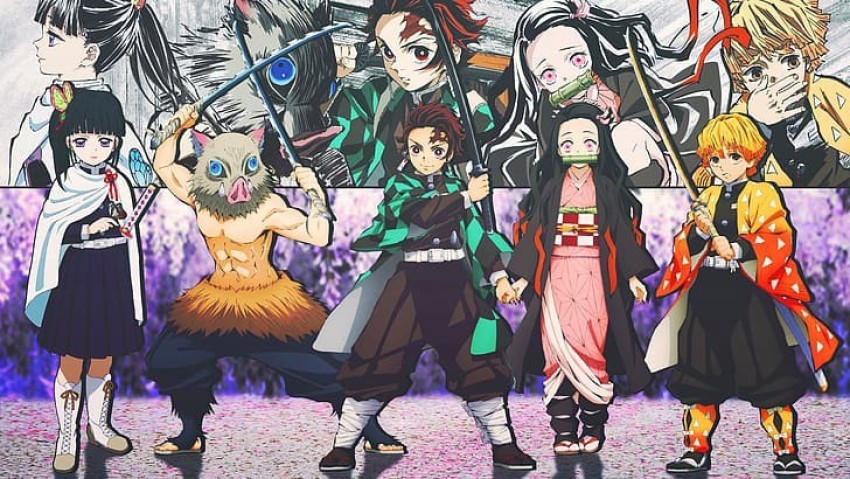 Poster Kimetsu no Yaba Tanjiro Kamada Demon Slayer Nezuko Zenitsu