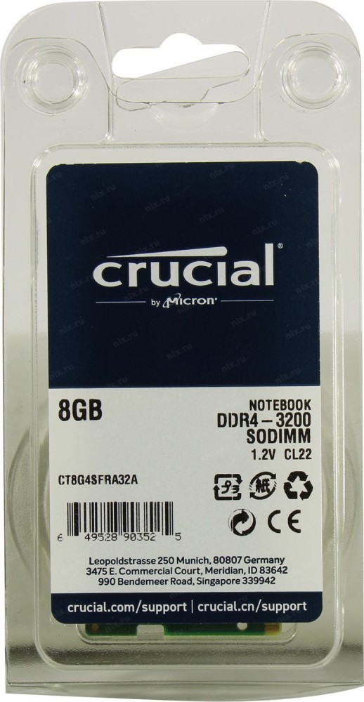 Crucial 8GB DDR4 3200 260-pin SODIMM Laptop Memory CT8G4SFRA32A