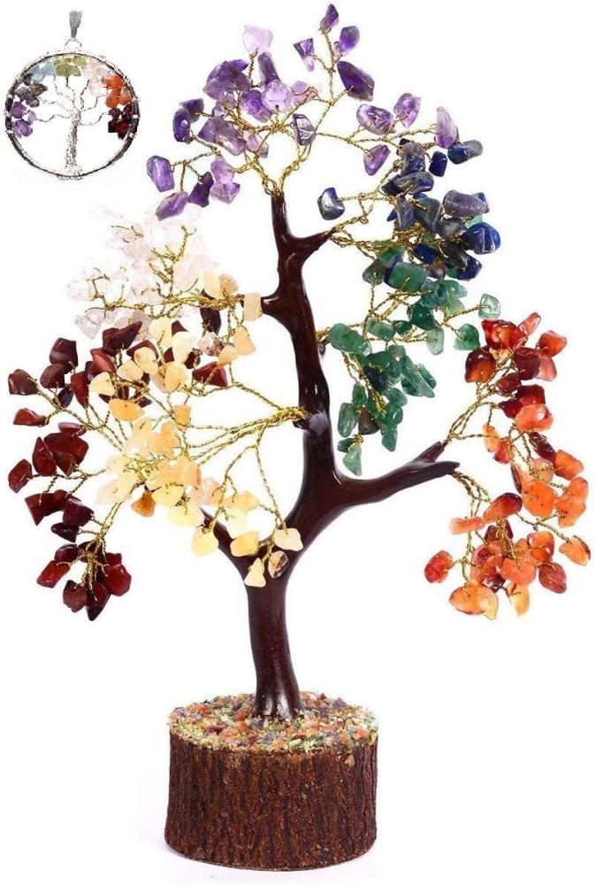 Seven Chakra Tree of Life, Money Tree, Natural Crystal Tree, Hippie Tree,  Gift for Here & Wedding, Multi Color Gemstone Tree, Yoga Tree 