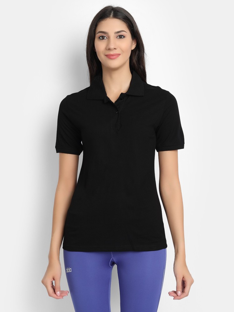 Plain black polo shop t shirt women's