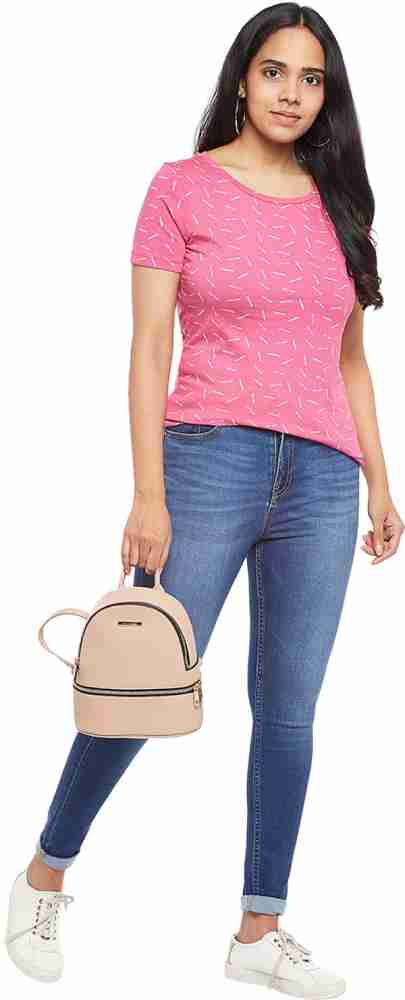 Honey By Pantaloons Printed Women Round Neck Pink T-Shirt - Buy Honey By  Pantaloons Printed Women Round Neck Pink T-Shirt Online at Best Prices in  India