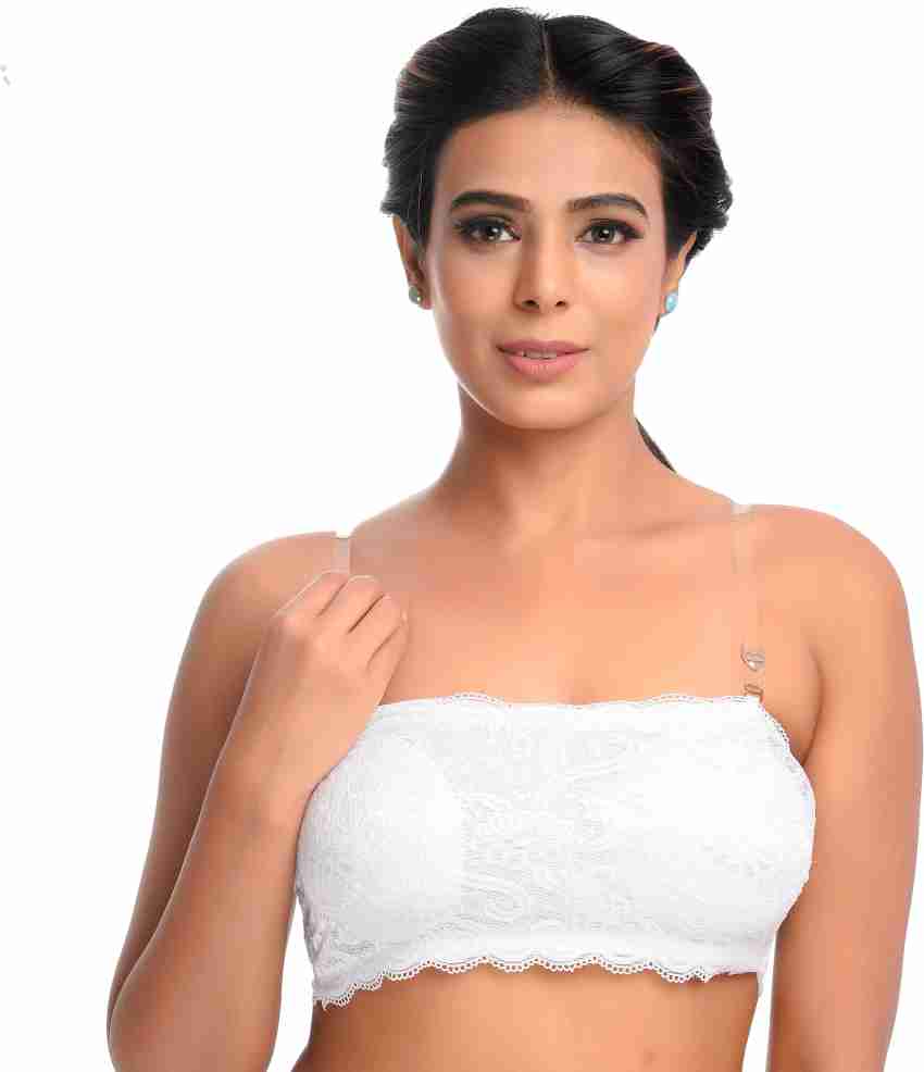 GARMONY Women's Bra, Lace Tube Strapless & Free Transparent Detachable  Strap, Lightly Padded Bra, Padded Bra (