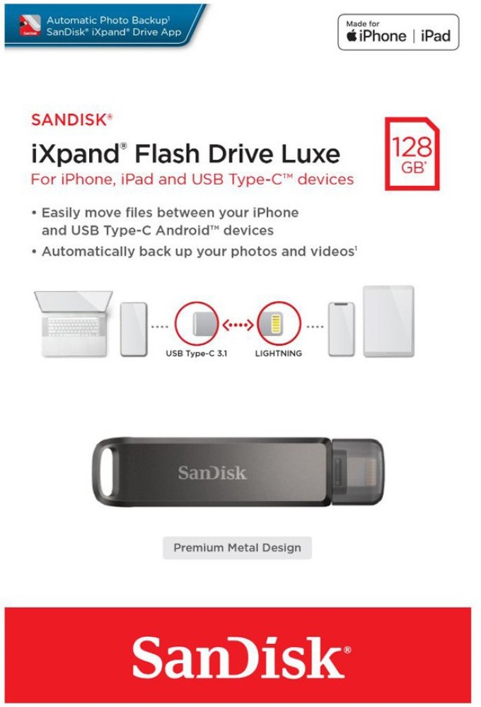 128GB SanDisk iXpand™ Luxe Pendrive para iPhone®