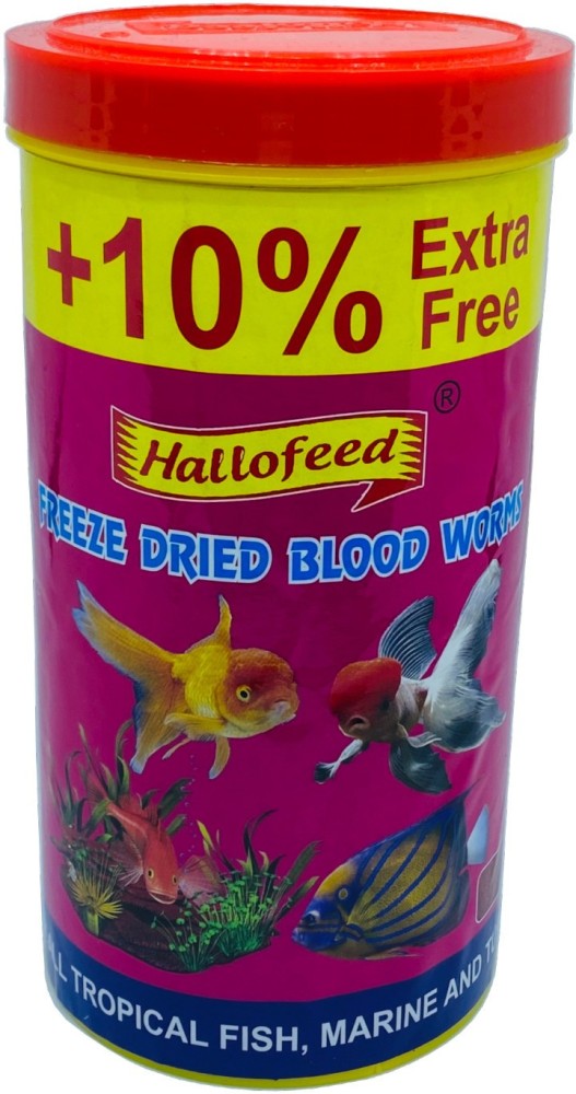 Hallofeed Freeze Dried 60g* Blood Worms For Fish-(55g+5g extra) 0.055 kg  Dry Adult, Young Fish Food Price in India - Buy Hallofeed Freeze Dried 60g*  Blood Worms For Fish-(55g+5g extra) 0.055 kg