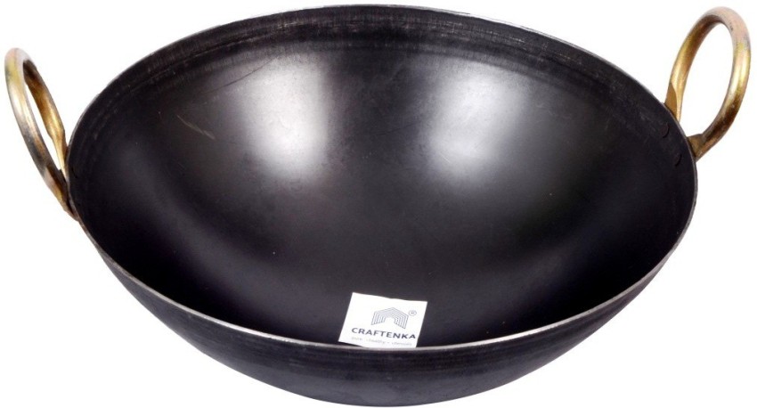 Cast Iron Kadai Kadhai for Cooking Wok Deep Frying Pot 2.2 Ltr