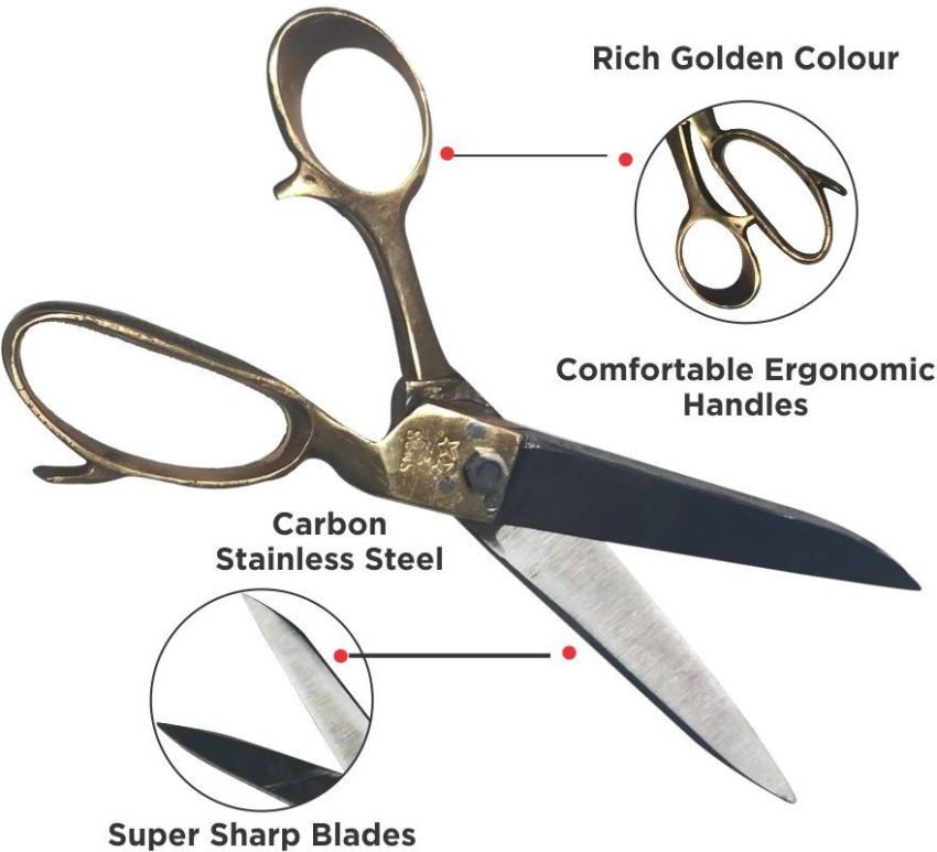 Brass Handle Scissors Tailoring Super Heavy Duty Stainless Steel Tailor  Scissors