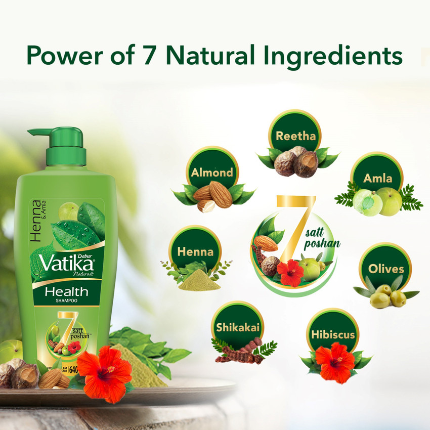 DABUR VATIKA Health Shampoo With 7 natural ingredients Controls
