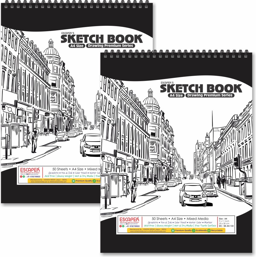 ESCAPER City Watercolor Theme Sketch Book (A4 Size - 50 Sheets), Artist  Sketch Pads, Artist Drawing Book, Sketch Book For Painting Sketch Pad  Price in India - Buy ESCAPER City Watercolor Theme Sketch Book (A4 Size -  50 Sheets)