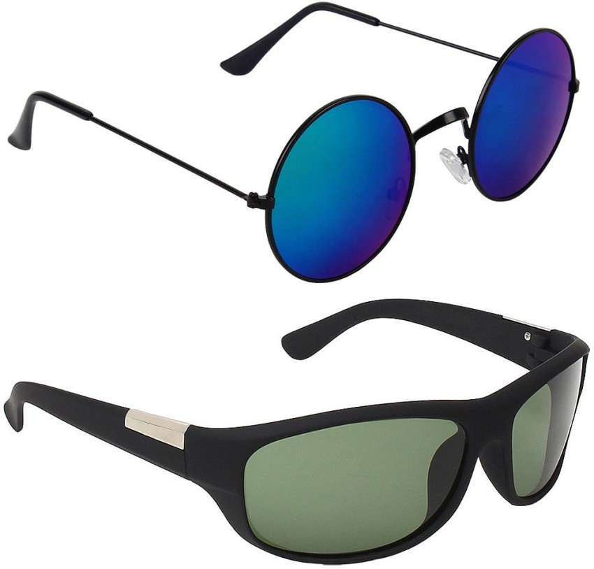 Buy Eyekart Round, Wrap-around Sunglasses Blue, Black For Men