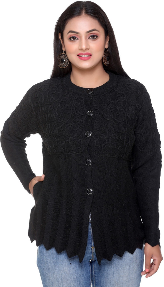 FASHSTORE Embroidered Round Neck Casual Women Black Sweater - Buy FASHSTORE  Embroidered Round Neck Casual Women Black Sweater Online at Best Prices in  India | Flipkart.com