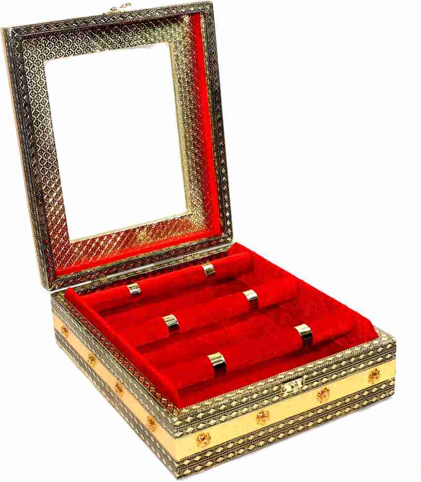 Vinayak k Antique 2 roll Wooden Red Velvet Jewellery Box,Wedding  gift.Storage Bengals Box Makeup