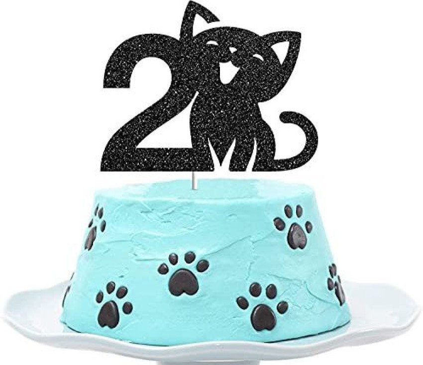 Black Glitter Happy 2nd Birthday Cake Topper - Mickey 2nd Birthday Cake  Topper - Two Year Old Mickey