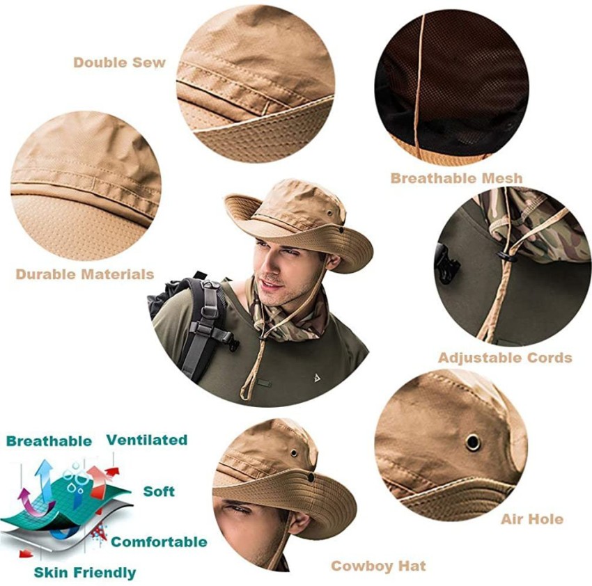 Men Women Cotton Fishing Hat Bucket Hat Breathable Mesh Foldable UV  Protection Bucket Hat UPF50+