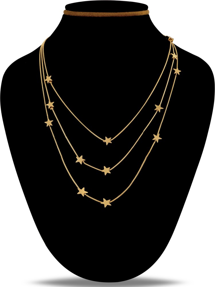 Fashion Frill Golden Stunning Layered Necklace Stylish Star Design Multi Layered  Chain Necklace Gold-plated Plated Alloy Chain Price in India - Buy Fashion  Frill Golden Stunning Layered Necklace Stylish Star Design Multi