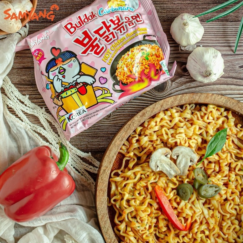 Samyang Hot Chicken Buldak Carbonara Noodles, 130 grams (Pack of 2)