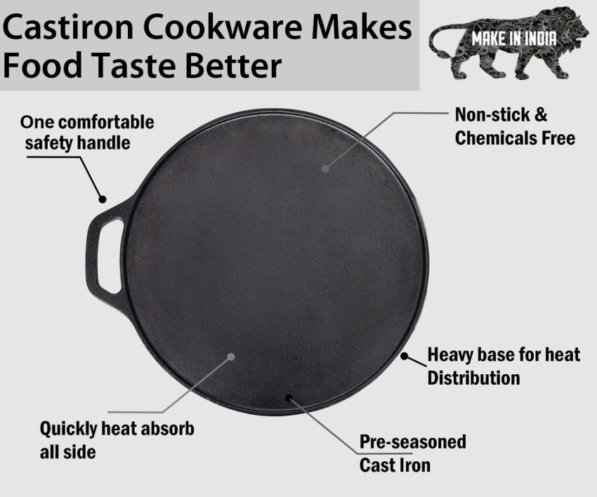  Rock Tawa Dosa Tawa 14 Inch Pre-Seasoned Cast Iron