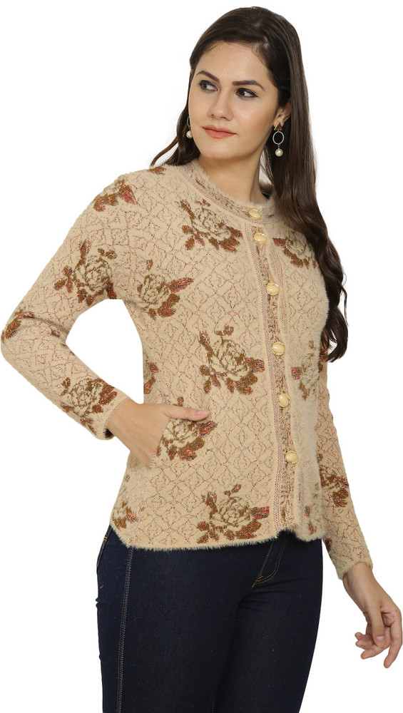 chatanya Floral Print Collared Neck Casual Women Beige Sweater Buy chatanya Floral Print Collared Neck Casual Women Beige Sweater Online at Best Prices in India Flipkart