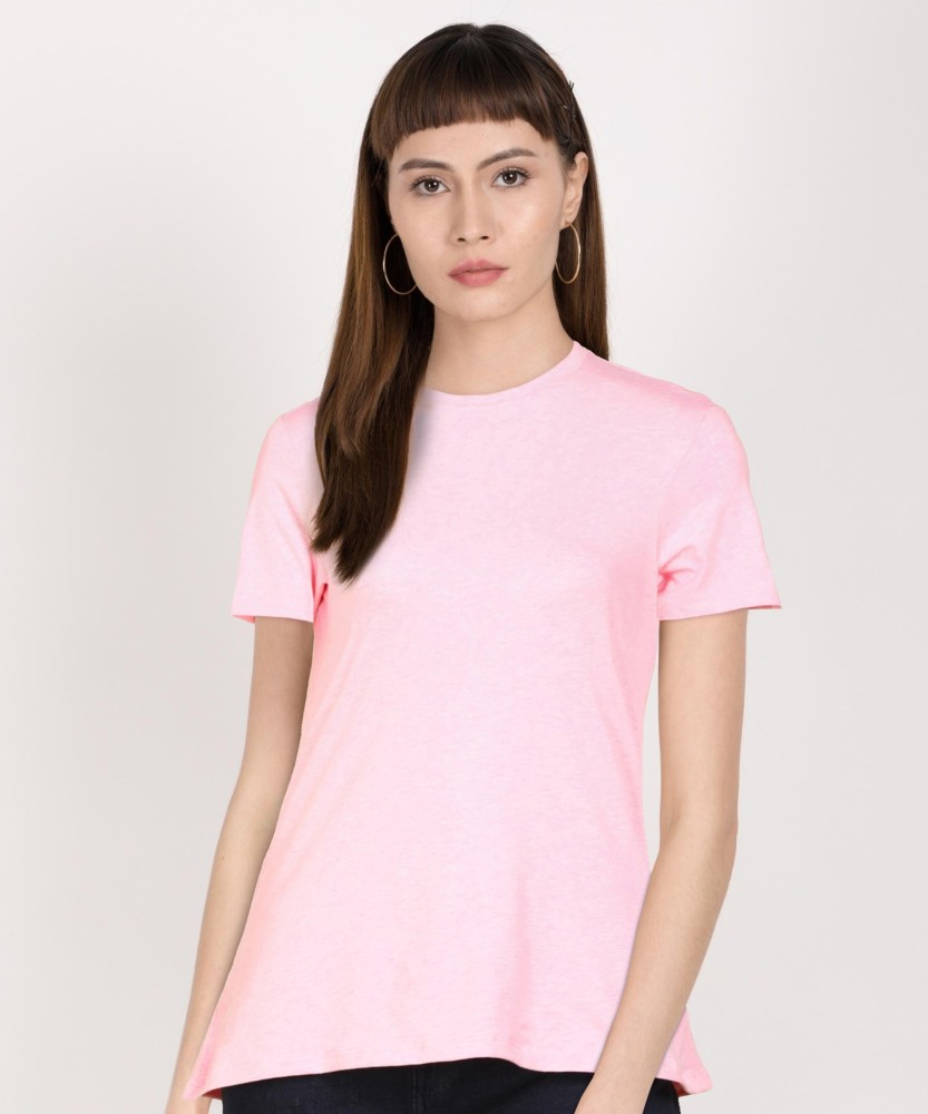 JOCKEY Solid Women Round Neck Pink T-Shirt - Buy JOCKEY Solid