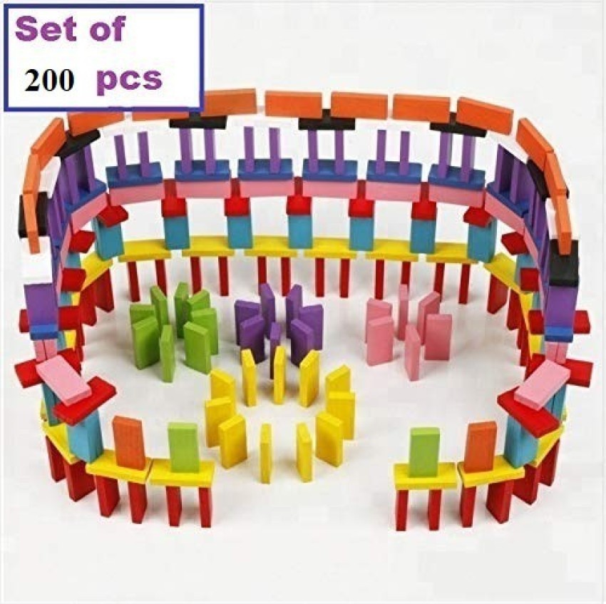 Colorful Wooden Dominoes Block Set with 200 Blocks- Classic Educational Game,  1 unit - Kroger