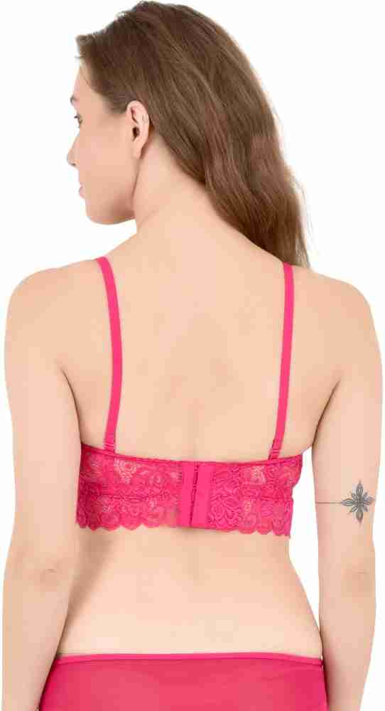 Buy Slayxo Hot Pink Padded Non Wired Full Cup Floral Print T-Shirt Bra with  Low Waist Bikni (d, hot Pink, 40) at