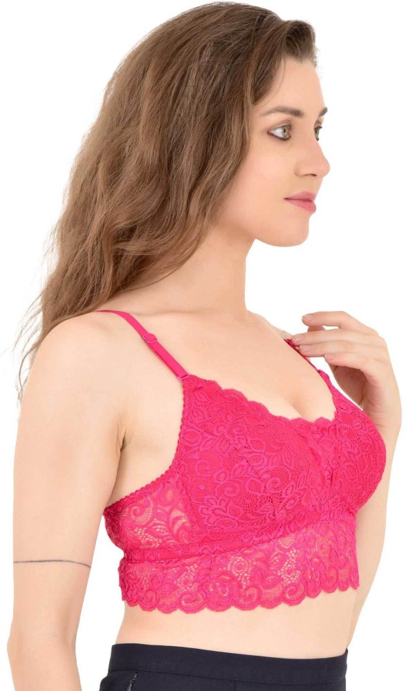 Pushpa Pushpa Hot and Sexy Soft Cup Lace Net Padded Bra for Women's & Girl  Size 32 (Pink) Women Bralette Lightly Padded Bra - Buy Pushpa Pushpa Hot  and Sexy Soft Cup