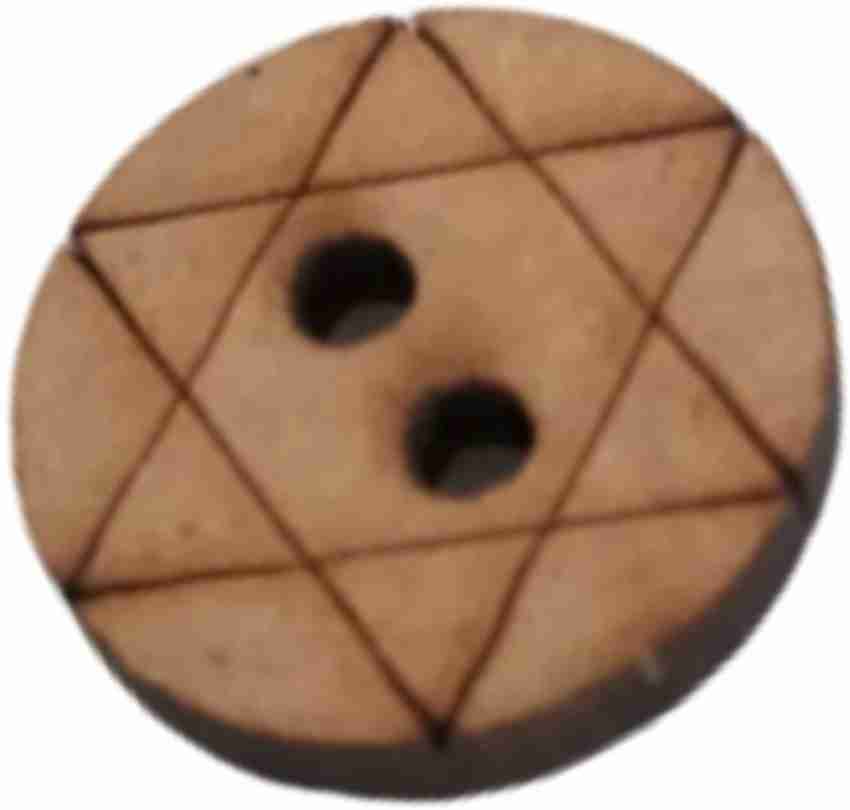 20 Mm WOODEN STAR PRINT Buttons X 8, Natural Colour Wooden Buttons