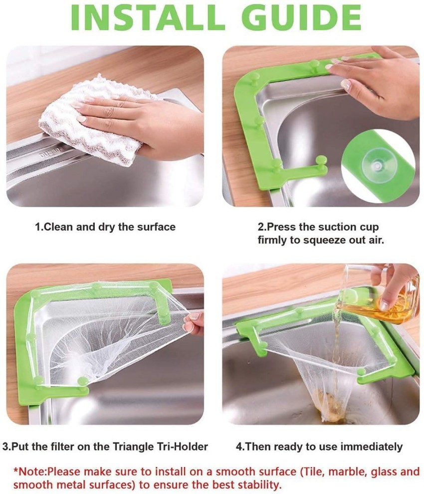 Sink Filter Drain Rack Stainless Steel Kitchen Sink Filter Mesh Bag Stand  Waste Garbage Net Shelf Sink Corner Mesh Strainer