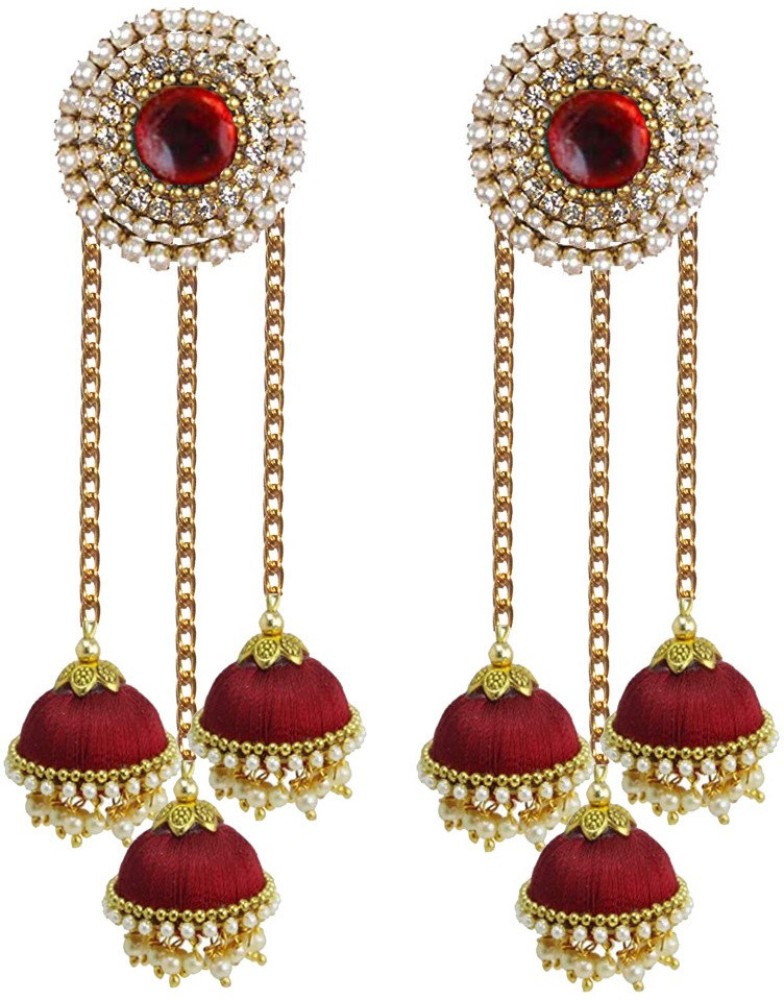Gold Finish Silk Thread Embroidered Circle Stud Earrings Design by Bauble  Bazaar at Pernias Pop Up Shop 2023