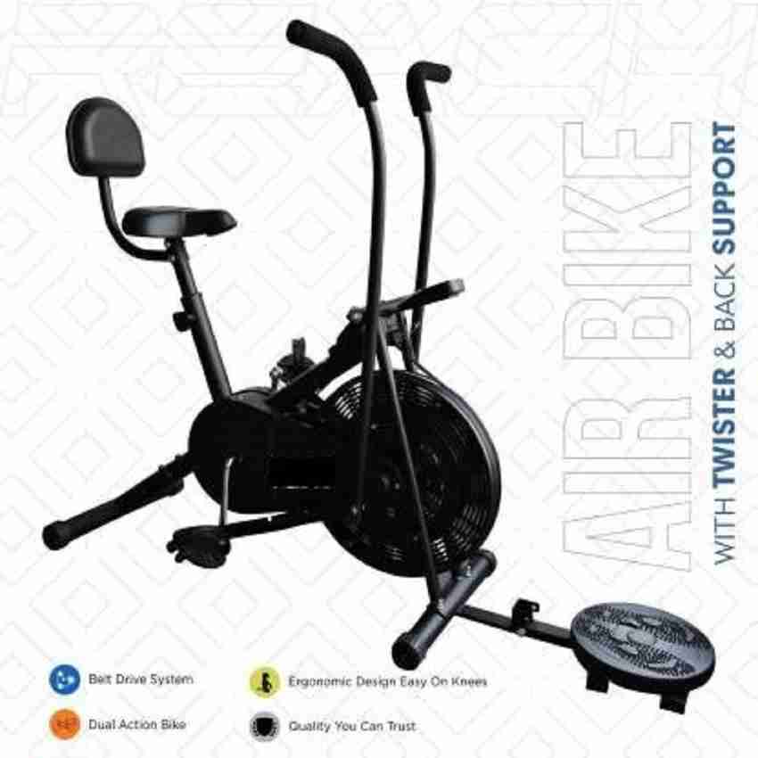 Air bike with back support outlet