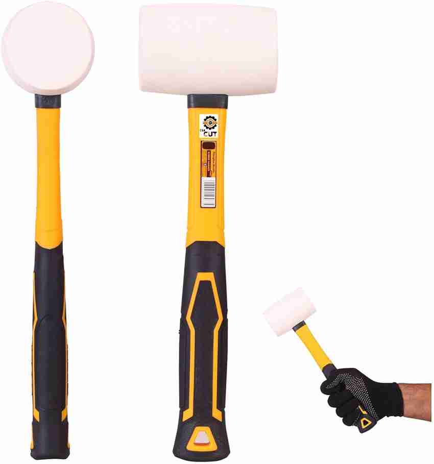 GSK Cut Professional Rubber Mallet White Hammer Fiberglass Handle