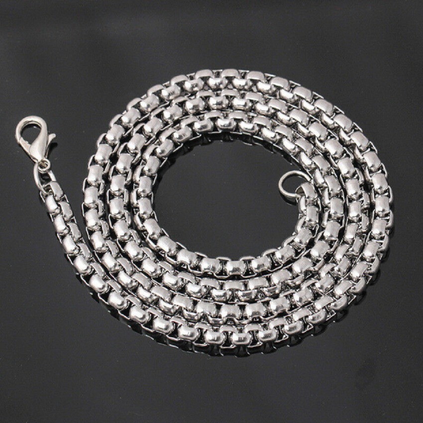 Mens Black Plated Stainless Steel Rolo Link Chain Necklace