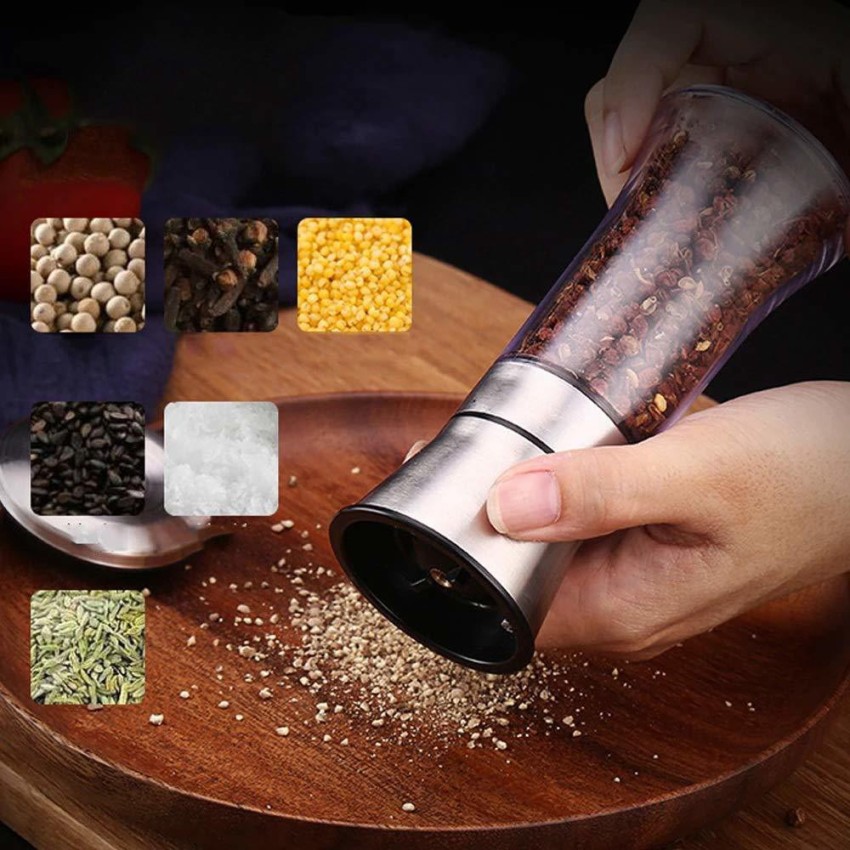 Salt Pepper Grinder Herb Mills pepper Muller Adjustable Coarseness  Stainless Steel Glass Spices Shaker Kitchen Shredder Chopper