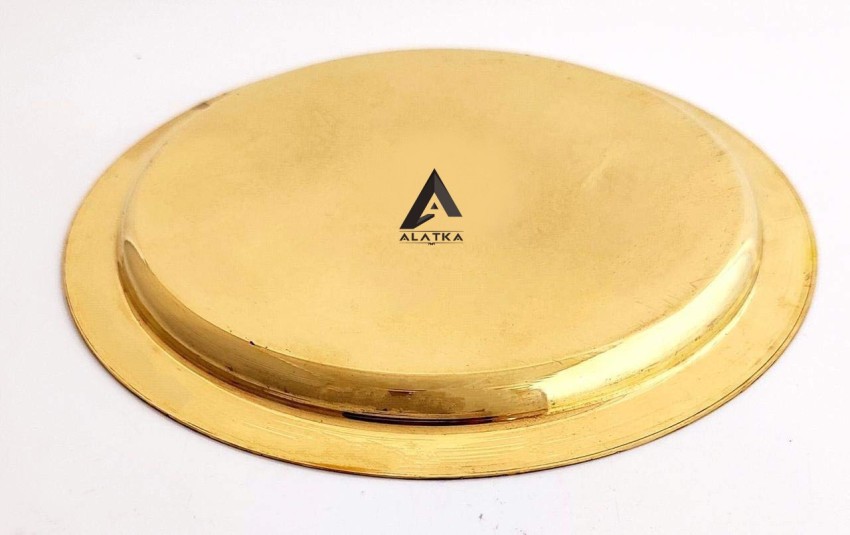 ALATKA Shine Finish Flower Design Brass Plate Thali, 8 Inch, Gold, Hotel  Restaurant Tableware, Set of 4 Dinner Plate Price in India - Buy ALATKA  Shine Finish Flower Design Brass Plate Thali