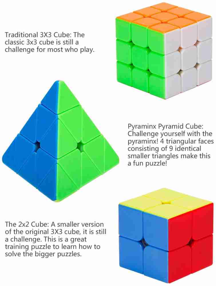 Kit 4 Cubo Mágico 2x2 + 2x2x2 + 3x3x3 + Pirâmide Magic Cube em