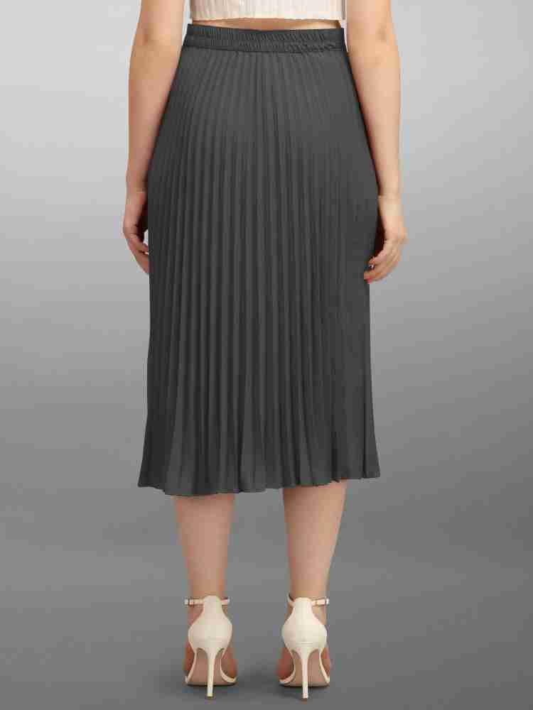 Dark grey clearance pleated pencil skirt