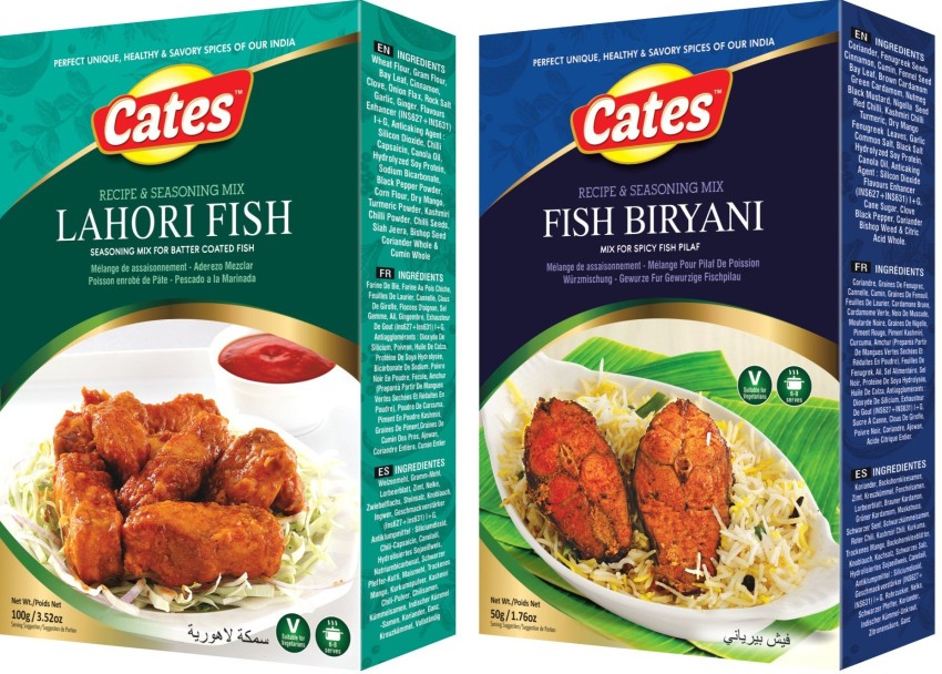 CATES Fish Masala Combo - Pack Of 4 (Lahori Fish X 100g, Fish Biryani X  50g, Seekh Kabab X 50g, Shami Kabab X 50g) Price in India - Buy CATES Fish  Masala